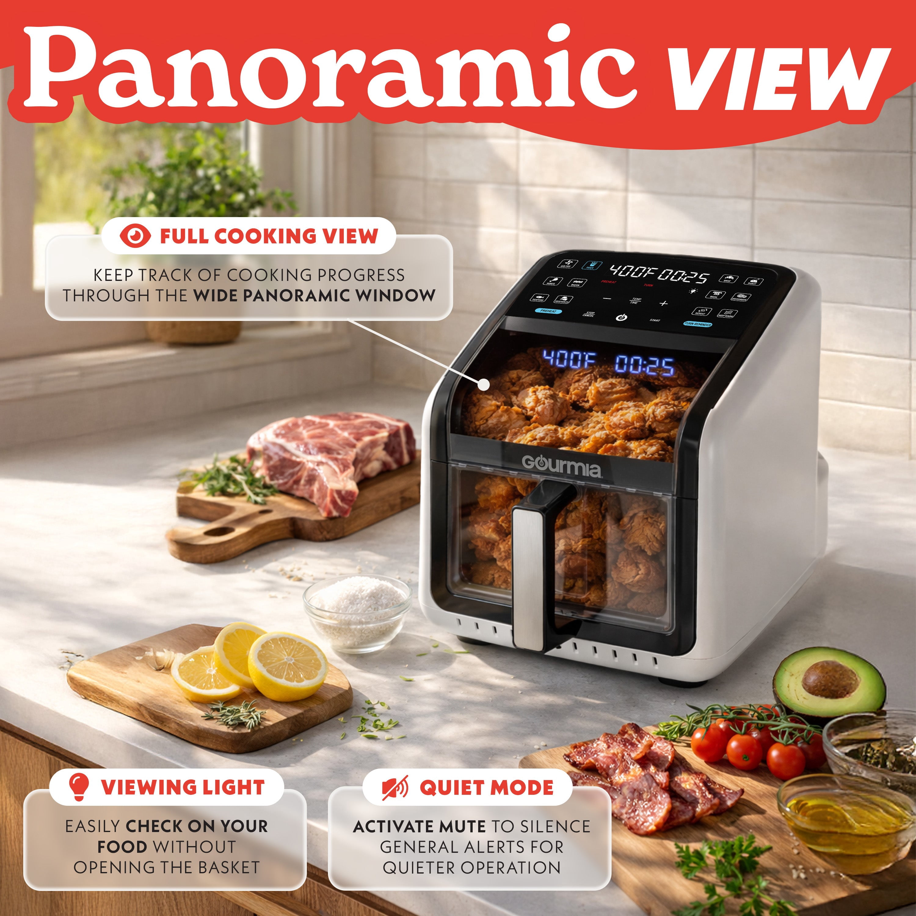 Gourmia Panorama 7-QT Digital Air Fryer with Panoramic View