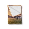 thumbnail image 2 of Nature Soft Flannel Fleece Throw Blanket, Horse Valley in South a Lake Reflection and Sun Rising Above Mountains Print, Cozy Plush for Indoor and Outdoor Use, 70" x 90", Multicolor, by Ambesonne, 2 of 5