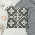 thumbnail image 2 of Nawypu  Dark Gray and White Decorative Cushion Cover Pillow Cover Pillowcase Canvas Moroccan Quatrefoil Pattern Print Square Two Sides Closure Only Cover, 2 of 5