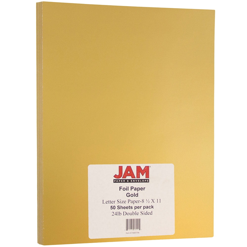 JAM Paper Foil 24lb 2-Sided Paper, 8.5 x 11, Gold, 50 per Pack