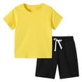 thumbnail image 1 of Odeerbi 18M-12Y Niños Niñas Conjunto de Verano Deportivo Camiseta de Manga Corta de Algodón Shorts Conjunto de Dos Piezas Suave, 1 of 4