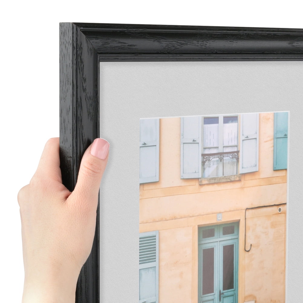 ArtToFrames 22x28 Matted Picture Frame with 18x24 Single Mat Photo Opening Framed in 1.25 Black Stain on Solid Red Oak and 2 Candlewick Mat (FWM-4083-22x28)