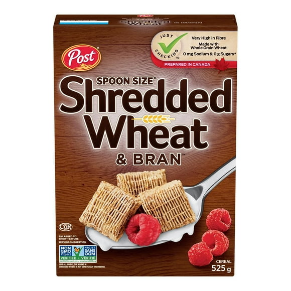 Post Spoon Size Shredded Wheat & Bran Cereal, 525 g
