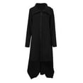 thumbnail image 4 of Wuxian Women Sweatshirt Zip Up Long Sleeve Hooded Dress Oversized Long Length Sweater Dress Winter Warm Soft Tunic Jacket With Pockets Casual Streetwear Outfit,Black,L, 4 of 8