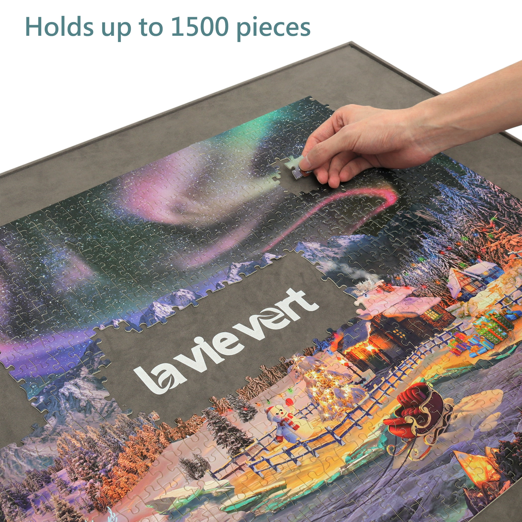 Lavievert Wooden Jigsaw Puzzle Board Puzzle Storage Puzzle Saver with Non-Slip Surface for Up to 1500 Pieces - Gray