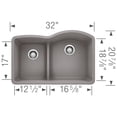 thumbnail image 5 of Blanco Ka-441603 Diamond 32-1/16" Undermount Double Basin Granite Composite Kitchen Sink -, 5 of 7