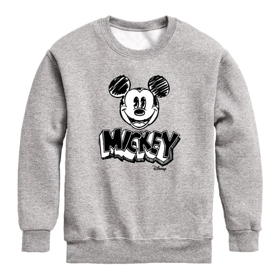 Disney - Mickey Monochrome - Toddler Boys Fleece Crew Sweatshirt