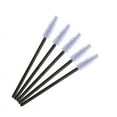 thumbnail image 1 of Granjero Gordo 100 piezas de cepillos desechables para rímel de pestañas, para extensiones de pestañas, cejas y maquillaje (varilla negra y cabeza violeta claro), 1 of 2
