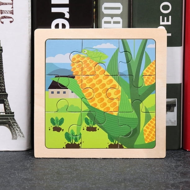 Pack 16 Puzzle Madera De Animales | Rompecabezas Infantiles De 16 Piezas Para Niños 3-8 Años | Regalo De Cumpleaños Y Detalles Para Invitados Envasados Individualmente