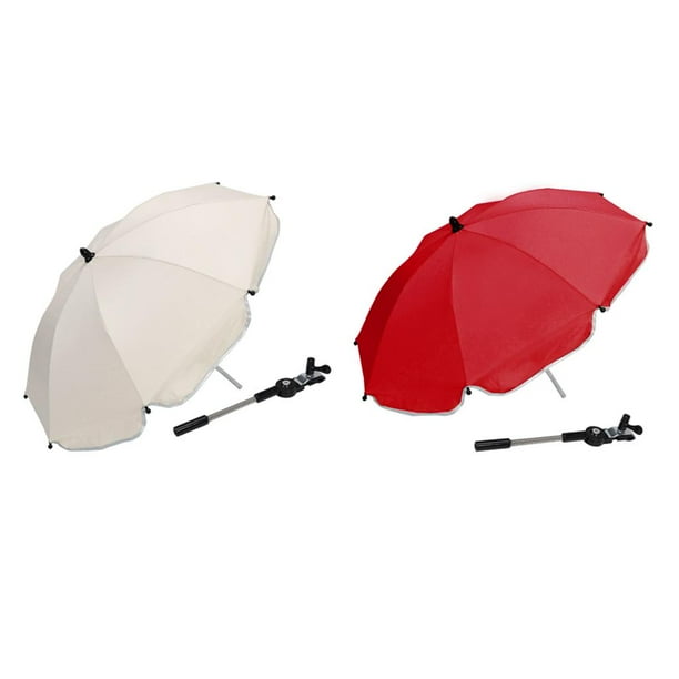 2x Carrito de bebé Buggy Trolley Soporte de paraguas resistente a la lluvia Blanco + rojo
