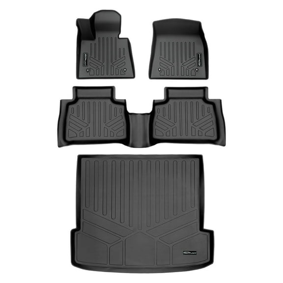 SMARTLINER All Weather Custom Fit Floor Mats 2 Rows and Cargo Liner Behind 2nd Row Set Black Compatible With 2020-2022 BMW X6