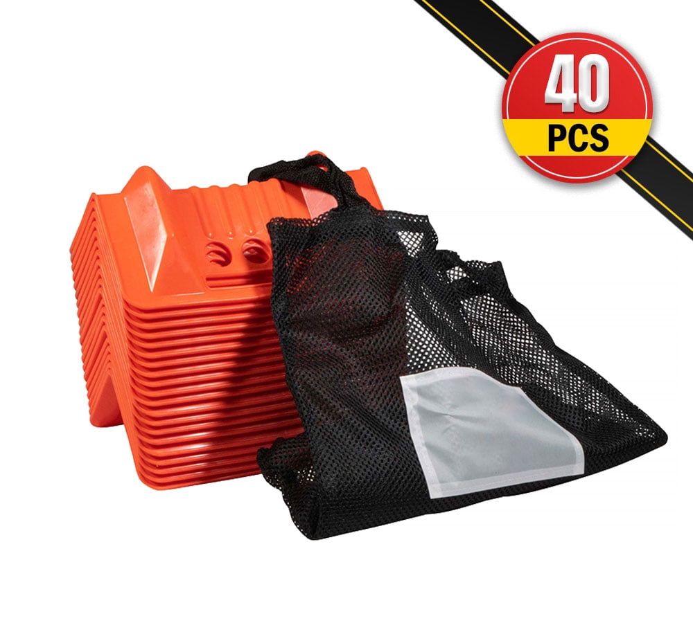 (40 Pieces) 4"x10" Orange Corner Protector V Shaped Flatbed Edge Guards with Carrying Case - Cargo Load Corner Edge Protector and Tie-Down Strap Guard for Flatbed