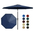 thumbnail image 1 of Parasol de Patio Extérieur 10 Pi – 8 Nervures Robustes, Inclinaison et Manivelle Réglables à 360°, Indice de protection Solaire 50+ protection UV, Imperméable, Pare-Soleil pour Jardin, Terrasse, Piscine, Cour Arrière, Plage – Bleu Marine, 1 of 9