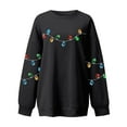 thumbnail image 4 of Fiaer Christmas Women Sweatshirts Trendy Lights Decor Relaxed Fit Pullover Fall Crew Neck Long Sleeve Plus Size Tops Black S, 4 of 4