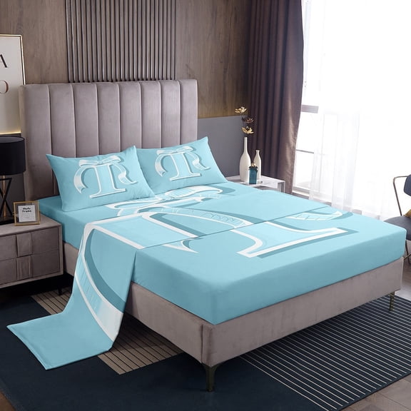 Erosebridal Monogrammed I Sheet Set Twin, Initial Letter Bedding Sets Twin Size, Blue Bow Reversible Twin Sheet Sets, Super Cozy Bedroom Decor, 3 Pieces