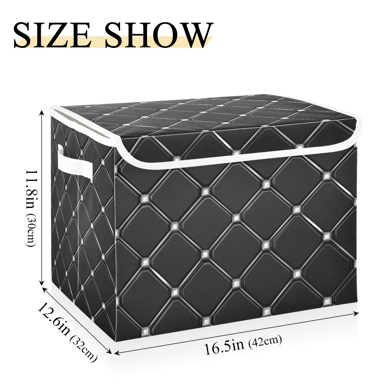Black Cubes Storage Basket for Shelves Foldable Container Organizer for Organizing Toys Clothes Books with Handles