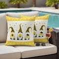 thumbnail image 2 of Outdoor Pillow Cover Bee Gnomes Set of 2 Waterproof Throw Pillowcases Floral Yellow Check Plaid Decorative Patio Furniture Pillows for Couch Garden Indoor & Outdoor Use, 2 of 9