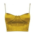 thumbnail image 6 of WHLBF Women's Clearance Top Summer Crop Satin Bustier Top Chain Strap Casual Padded Lingerie Yellow M(M), 6 of 6