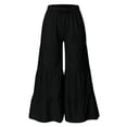 thumbnail image 4 of Lilgiuy Women's Solid Color High-waist Loose Women's Wide Leg Pants All Around Tummy Control Pants, 4 of 5