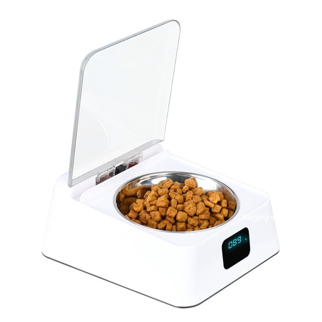 Distributeur Automatique pour Animaux de Compagnie Bol pour Chat avec Capteur de Couverture Automatique Anti-Éclaboussures Distributeur Intelligent Anti-Humidité avec Couvercle