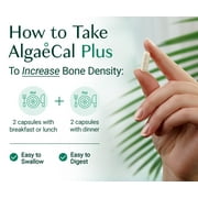AlgaeCal Plus - Plant-Based Calcium with Vitamin D, K2-MK7 for Women & Men, Clinically Supported to Increase Bone Density, 1-Month Supply