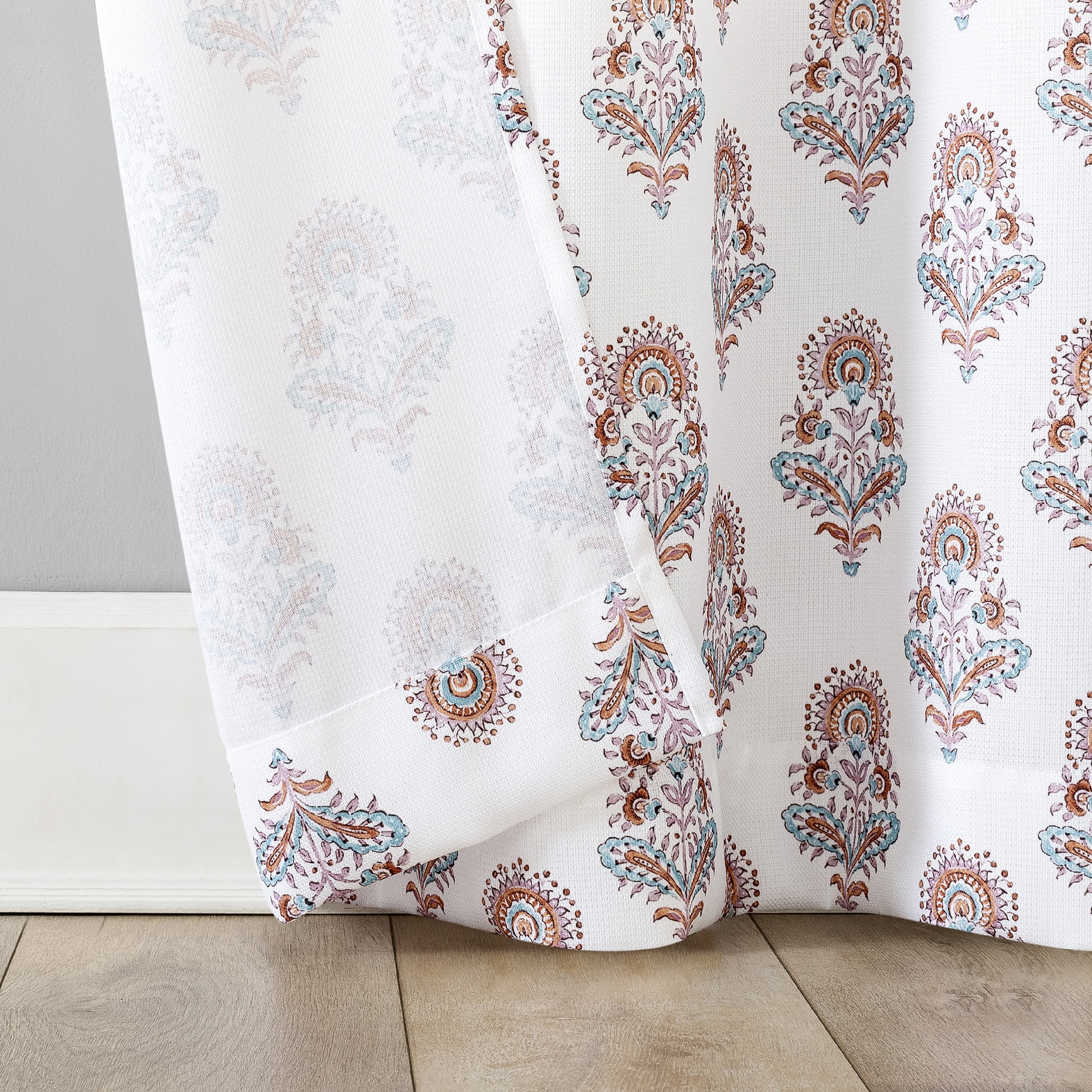 No. 918 Avie Global Medallion Semi-Sheer Grommet Curtain Panel, 40"x63", Apricot Orange
