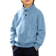 thumbnail image 3 of akafmk Boys Mockneck Sweatshirts Long Sleeve Pullover Sweatshirt Button Stand Collar Ribbed Cuffs Casual Tops Kids Fall Winter Clothes, Size 13-14 Years, 3 of 7