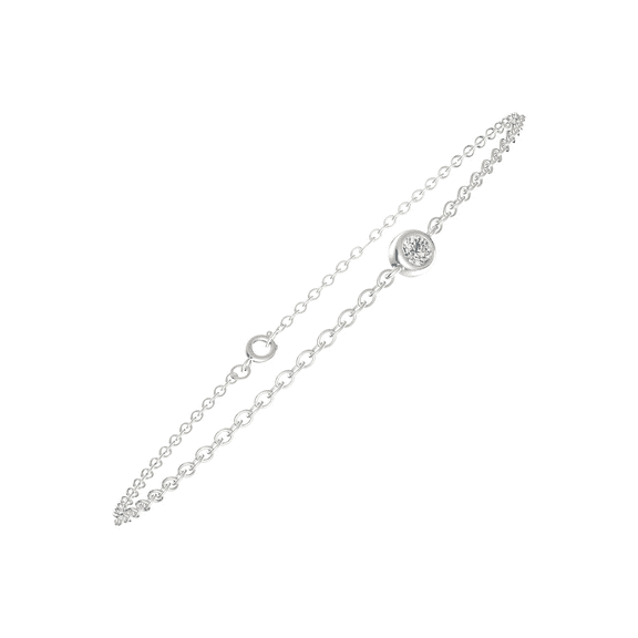 Women's Finecraft Bezel Link Bracelet with Charles & Colvard Created Forever One Moissanite in Sterling Silver