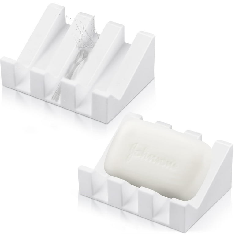 Self-Draining Silicone Soap Dish with Drain, for Kitchen