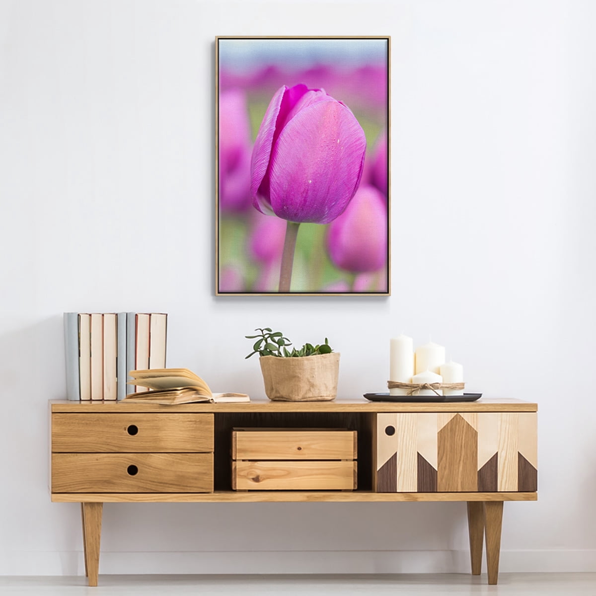 Magenta Stem Framed Premium Gallery Wrapped Canvas - Ready to Hang