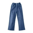 thumbnail image 2 of GiLiling Cargo Pocket Baggy Jeans for Boys and Girls, Wide Leg Vintage Wash Denim Pants, Elastic High Waist Y2K Street Style (Blue, 5-6 Years), 2 of 4
