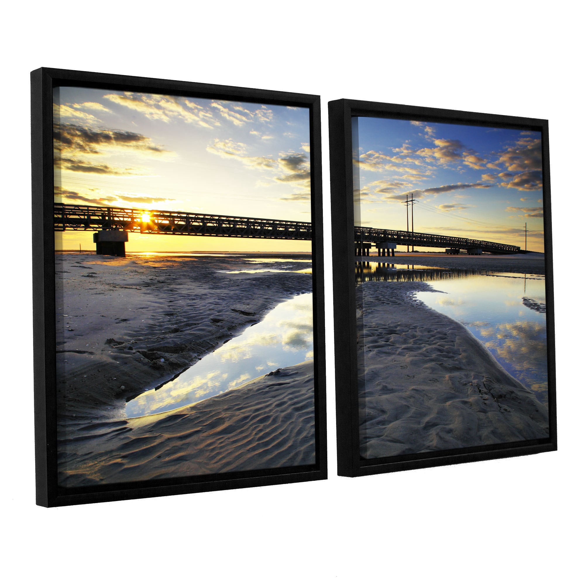 ArtWall Steve Ainsworth "Hatteras Pools and Bridge" 2-Piece Floater Framed Canvas Set
