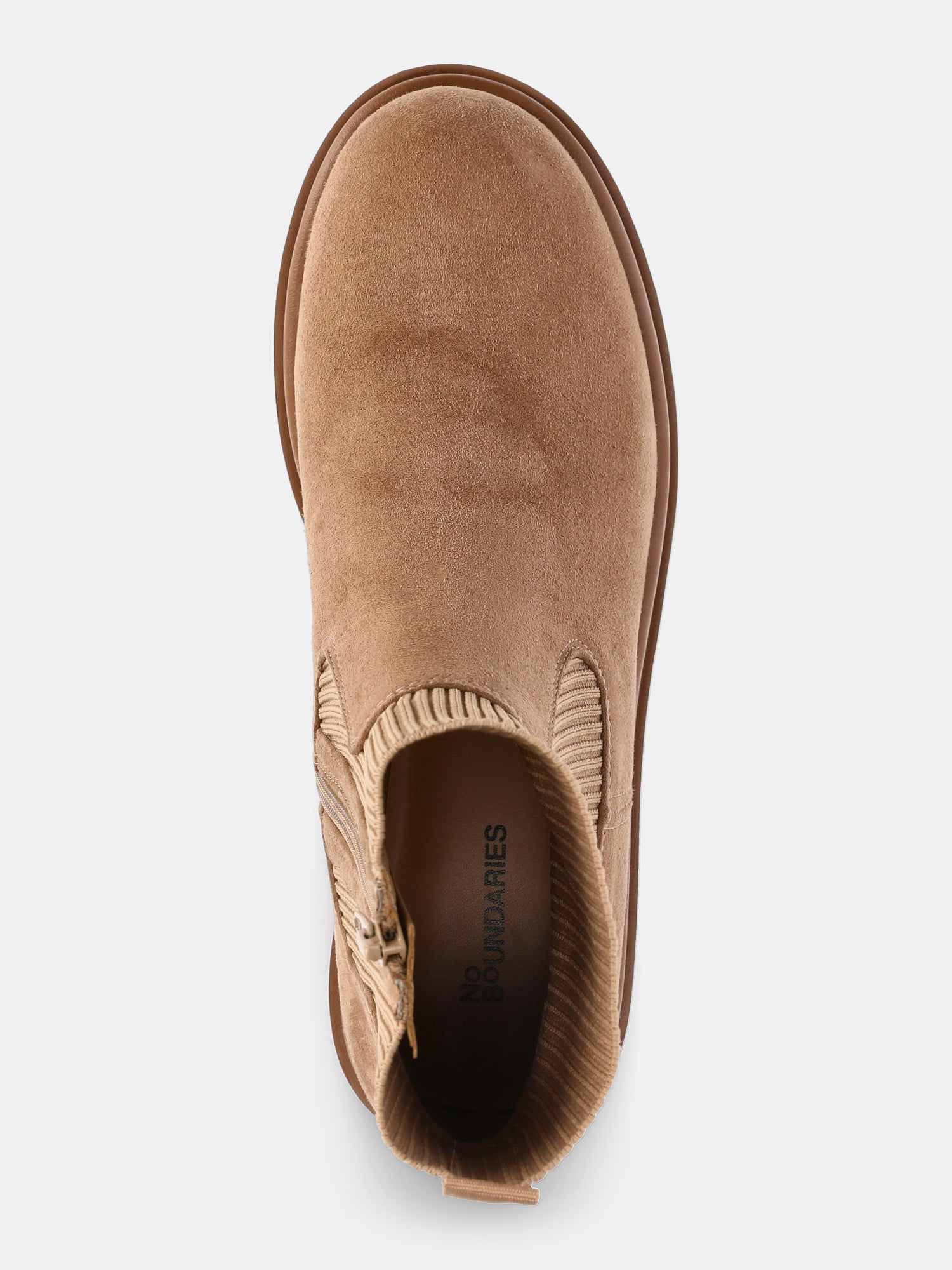 No Boundaries Women's Faux Leather and Knit Chelsea Boots