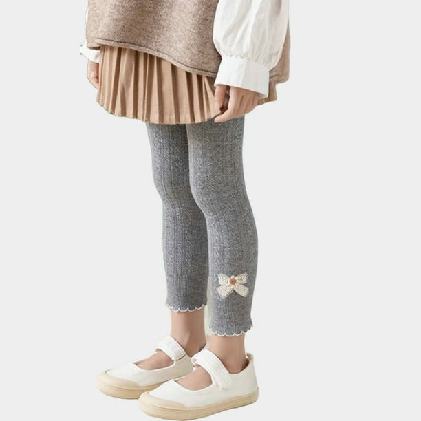 Cowsor Toddler Baby Girls Winter Fleece Lined Leggings Knit Thick Warm Full Length Tights Basic Velvet Pants