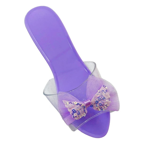 Zapatos de princesa para disfrazarse de verano, tacones altos para el día de los niños. morado claro