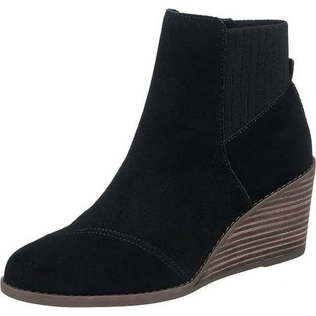 

Toms Sadie Black Suede Pull On Wedge Heel Rounded Toe Ankle Fashion Boots (Black 10)