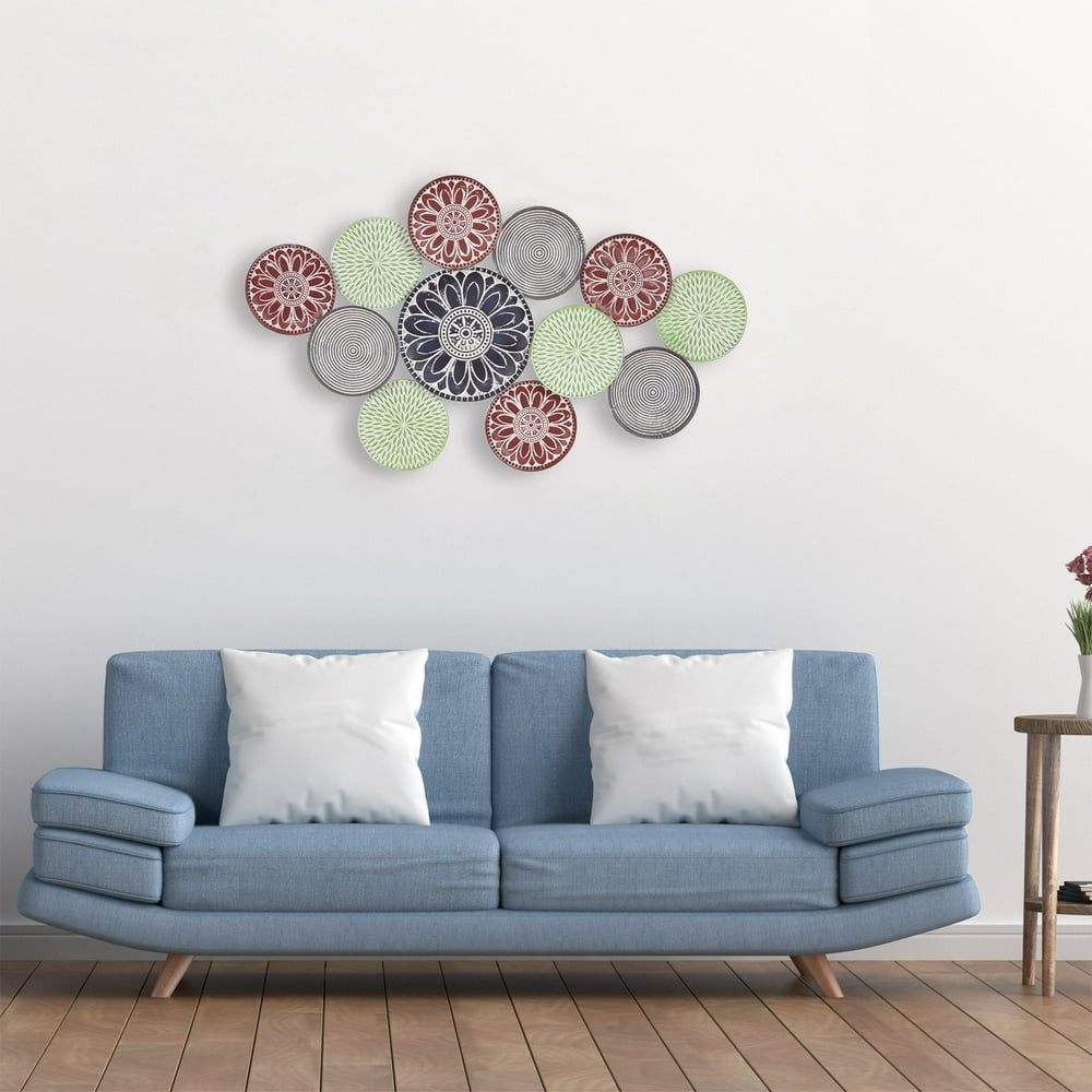 27x46 Textured Multicolor Enamel Painted Metal Plates Wall