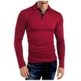 thumbnail image 2 of Nuevas camisetas de algodón de gran oferta para hombre, camisetas de manga larga de color liso con cuello vuelto, 2 of 5