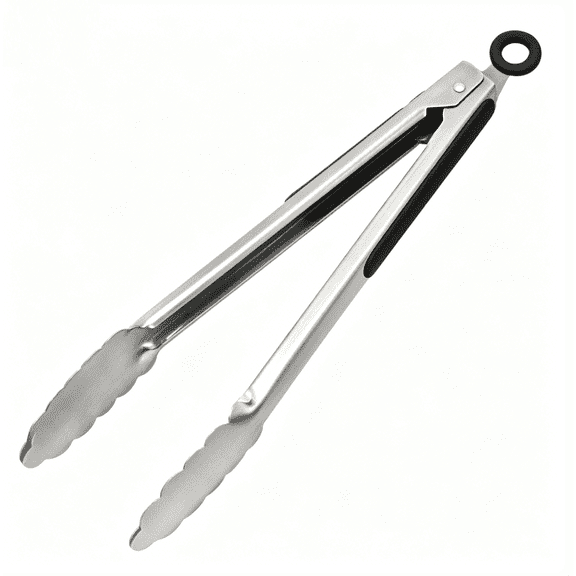12 Inch Stainless Steel Kitchen Tongs, Locking Metal Food Tongs for Cooking, Grilling, Serving, BBQ