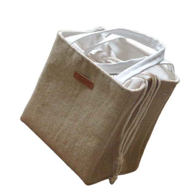 Portable Lunch Bag Foldable Cotton and Linen Tote for Kids School Work 22x16x24 cm Easy to Clean 1Pcs