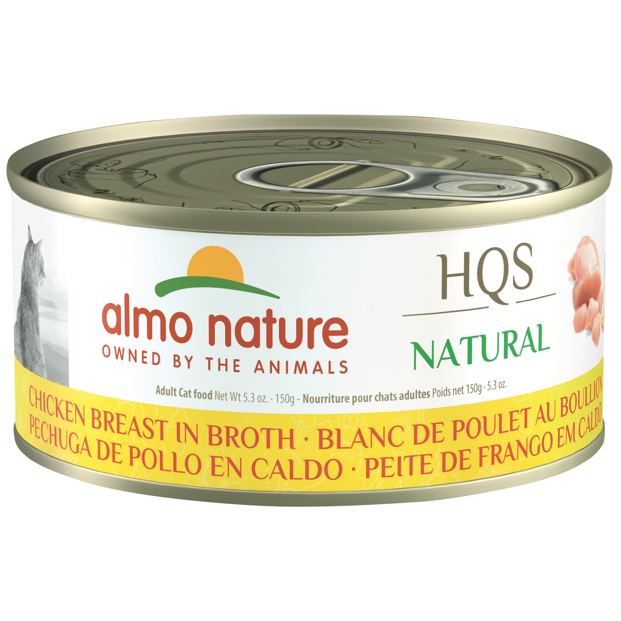 Almo Nature: HQS Natural Cat 24 Pack: Chicken Breast In Broth - 5.3oz Cans, Supplemental, Adult Cat Canned Wet Food, Grain Free, Limited Ingredient