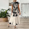 thumbnail image 6 of adaychics Maxi Floral Dress for Women Wrap V Neck Short Sleeve Flowy Summer Casual Long Dresses for Date Travel, 6 of 9