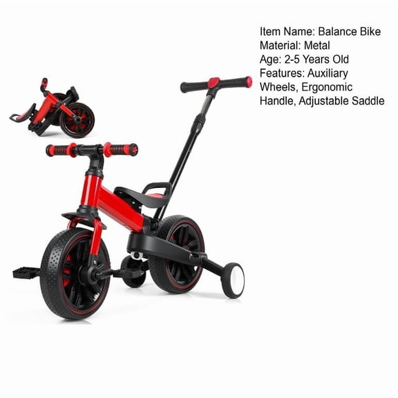 Balance Bike for Toddlers, 6-in-1 Convertible Kids Bike with Training Wheels, Toddler Tricycle to Push Bike, All-Terrain Tires & Tool-Free Fold, Learning Bicycle for Boys Girls 2-5 Years Old (Red)