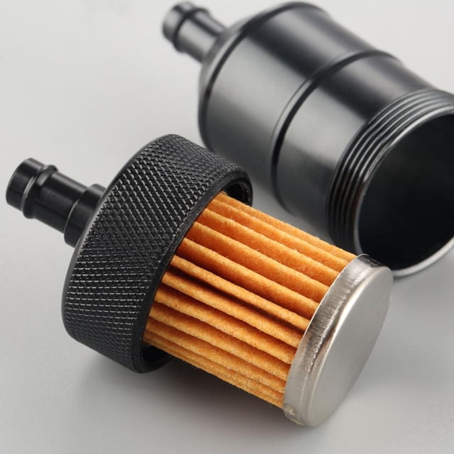 Filtro de combustible de gas de 8 mm Limpiador de gasolina de aleación de aluminio para moto (negro)