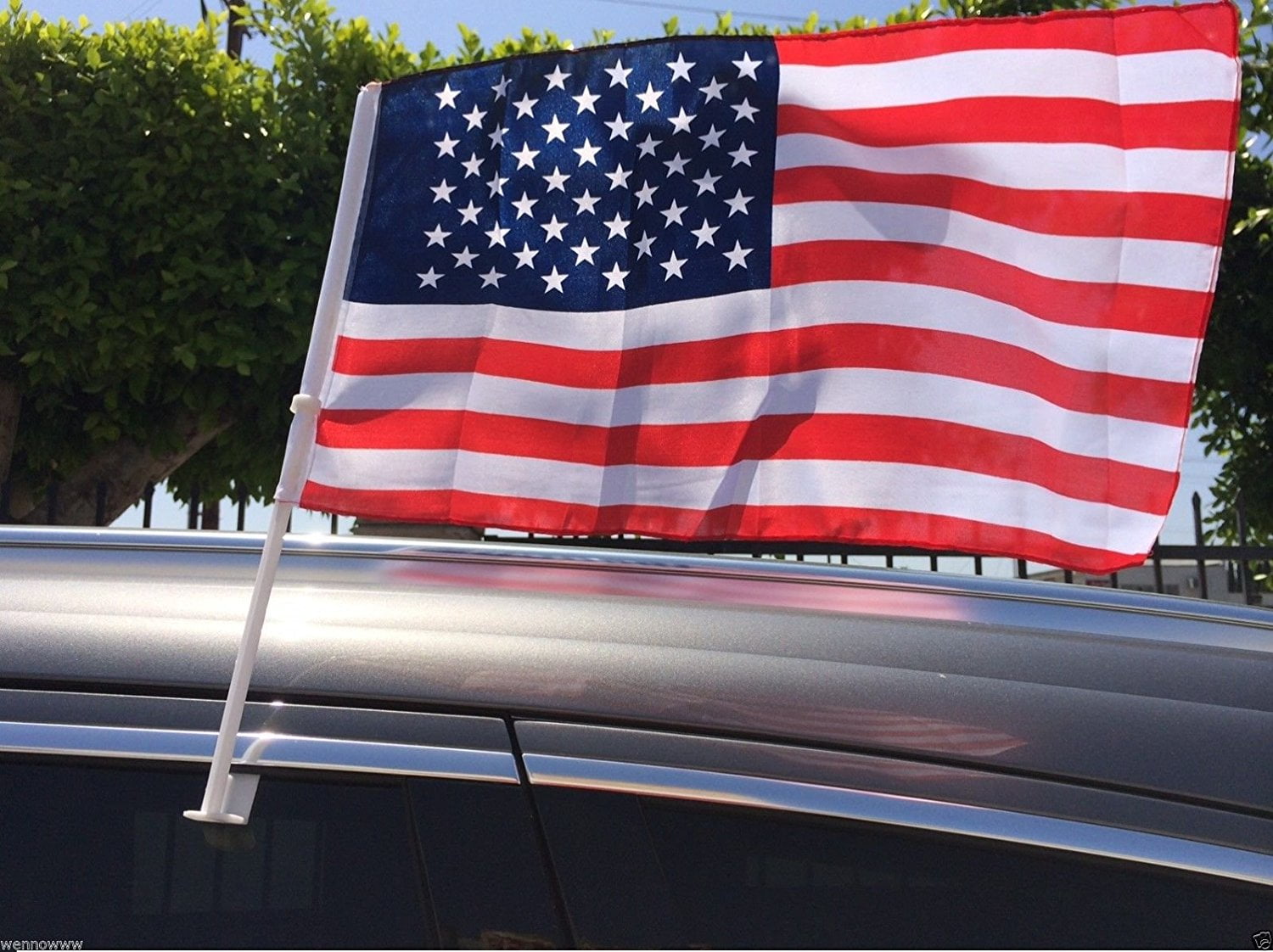 18" x 12" United States of America Flag Patriotic Car Window Clip on