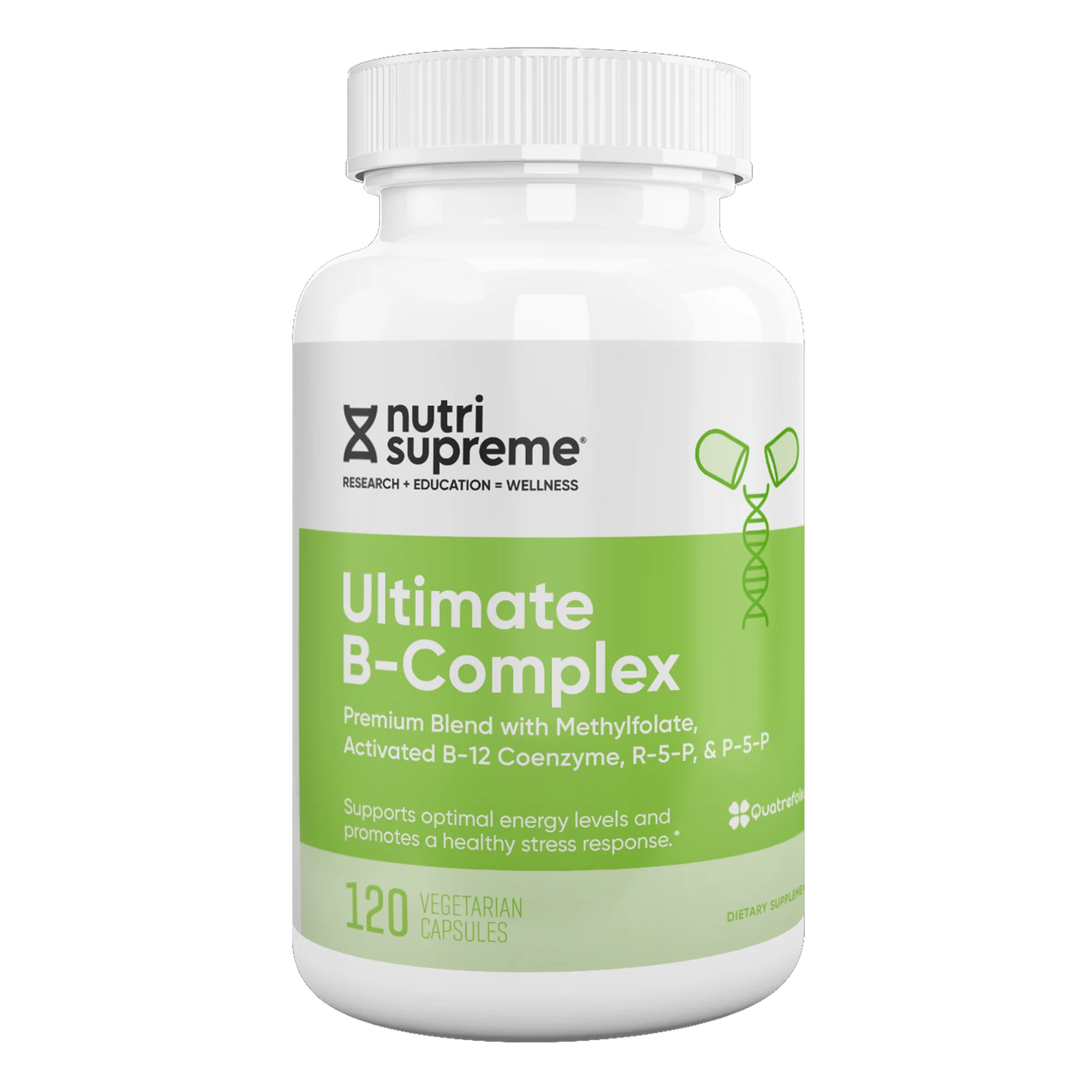 Nutri Supreme Ultimate B-Complex with Methylfolate, Methylcobalamin B12, P-5-P & R-5-P, High Potency B Vitamin Complex, 120 Vegetarian Capsules