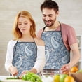 thumbnail image 5 of Blue Pioneer Flower and Paisley Pattern (3) Apron-Garden Aprons for Women with Pockets-Cotton Linen Waterproof Kitchen Cooking Gardening Aprons Adjustable for Kitchen,Cooking,BBQ and Salon 33x27 Inch, 5 of 7
