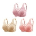 thumbnail image 2 of GERsome Plus Size Supportive Bras for Women Full Coverage Womens Bras Comfortable Wireless Bras Mesh Breathable Everyday Bras Pack of 3 Assorted Color Pink/Khaki/Hot Pink XL, 2 of 9