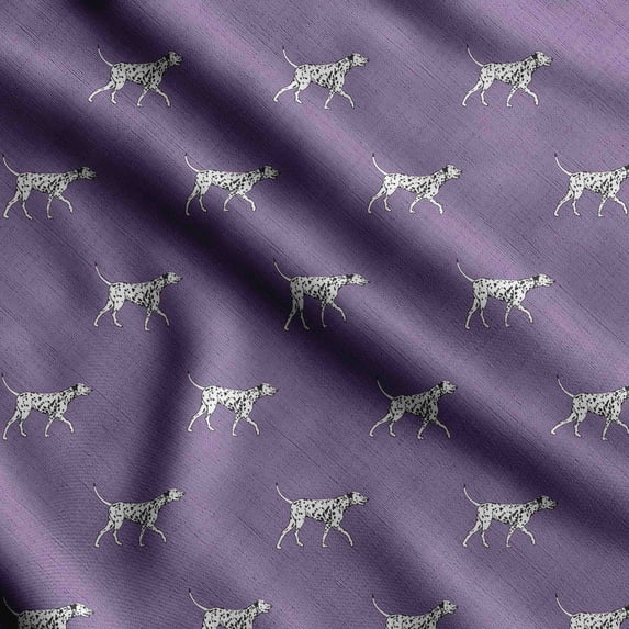 Soimoi Dog Printed, Poly Canvas Fabric, Decor Sewing Fabric by The Yard 56 Inch Wide,Decorative Fabric for Curtains Tote Bags, Purple