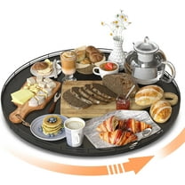 21" Oak Wooden Lazy Susan Turntable for Dining Table, Extra Large Round Lazy Susans Organizer for Kitchen Countertop Charcuterie Boards Cheese Board Organization and Storage Black Home Decor